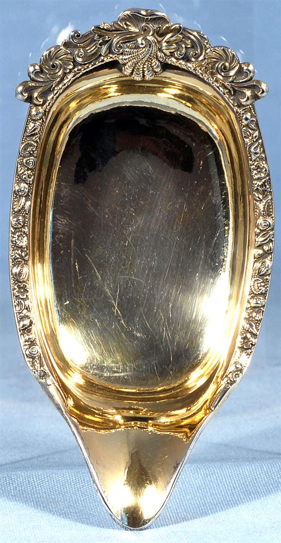 A George III silver and gilt pap boat, by George Knight, Length 151mm Weight 3.4oz/106grms